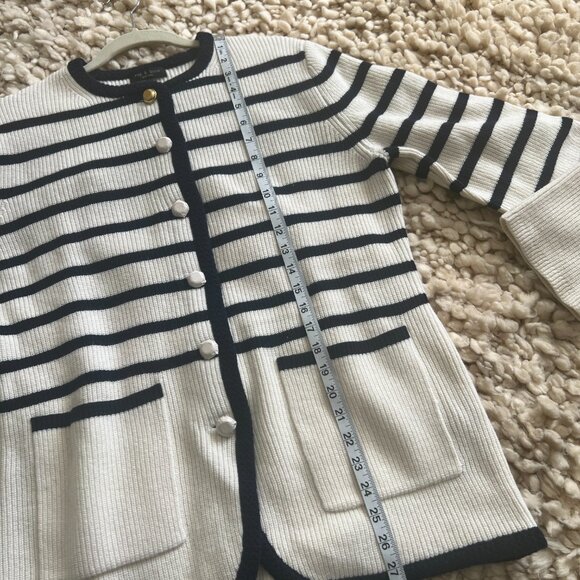 NWOT rag & bone Nancy navy and cream striped cardigan size L - Picture 5 of 6